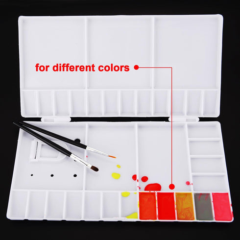 Shappy Watercolor Palette 33 Compartments Folding Paint Tray with 28 Wells and 5 Mixing Areas Plastic Painting Pallet with Thumbhole and Brush Hol...