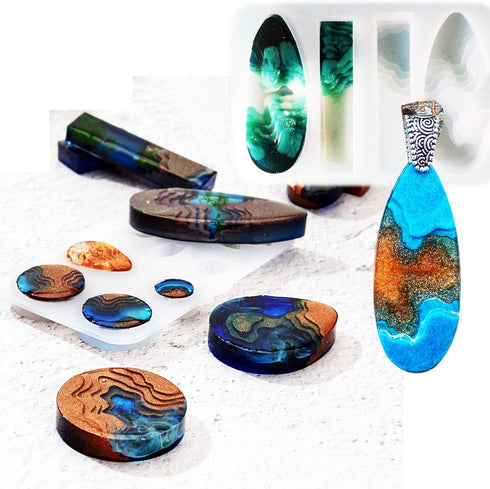 Island Resin Pendant Molds, (4 Pack) Ocean Themed Style Silicone Epoxy Molds for DIY Jewelry Pendant Necklace Keychain Jewel and Resin Crafts...