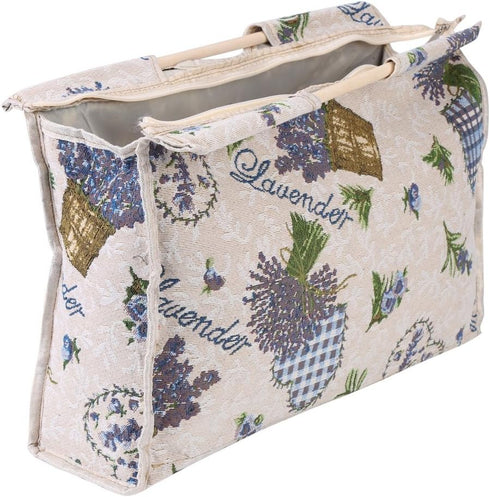 Knitting Needles Storage Bag, Exquisite Wood Handle Fabric Storage Bag Household Yarn Storage Tote Organizer Sewing Accessories for Knitting Needl...