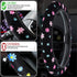 10 Pcs Embroidery Cute Flower Car Accessories Set Floral Steering Wheel Cover Car Air Vent Clips Center Console Armrest Cushion Car Cup Mats Seat ...