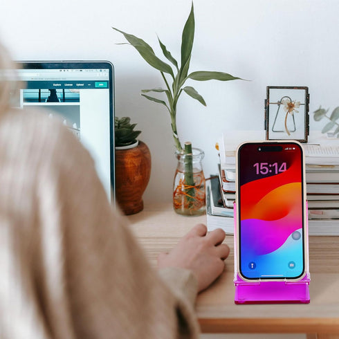 Acrylic Cell Phone Stand, Portable Phone Holder for Desk Universal Stand Holder with Non-Slip Dock for Home Kitchen Office Bathroom (Purple)...
