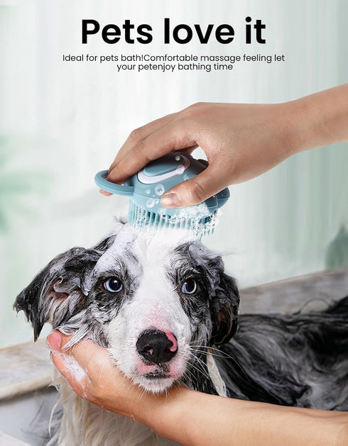 Silicone Dog Bath Brush Dog Shower Brush, Pet Shampoo Brush Scrubber Massage Dispenser, Soft Silicone Grooming Shower Brush for Short Long Haired ...