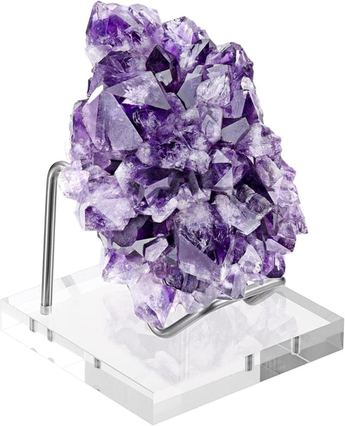 Hipiwe Metal Display Stand with Acrylic Base - Small Easel Stands for Geodes Rock Mineral Agate Fossil Coral Crystals Seashell and Small Collectib...