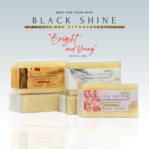 BlackShine | Organic Body Soap with Sponge, Natural Body Wash Women and Men with Goat Milk & Olive Oil - Sandalwood - Rose...