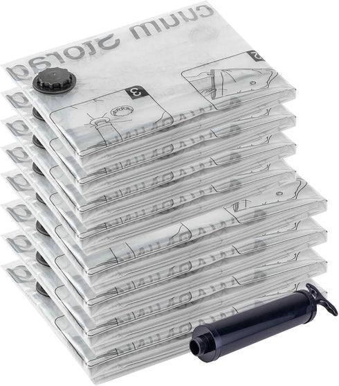 Vacuum Storage Bags (4 Jumbo, 4 Large), Space Saver Bags with Travel Hand Pump, Compression Airtight Sealer Bags for Clothes, Bedding, Pillows, Co...