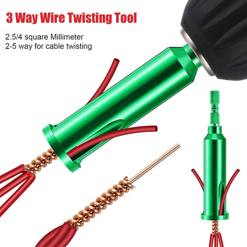 Feekoon Wire Twisting Tool, 3 Way/ 5 Way Wire Stripping Tool and Wire Cap Twisting Tool with 1/4" Chuck (Red), Wire Stripper and Twister, Wire Twi...