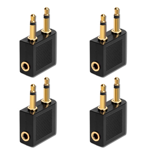 4 Pack Airplane Headphone Adapter, 3.5mm Male to 3.5mm Female Gold Plated Aircraft Headset/Earphone Adapter for in-Flight Entertainment System...