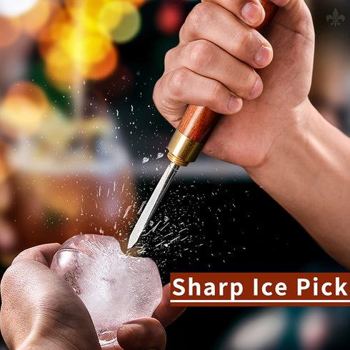 Ice Pick - 17cm / 7" Stainless Steel Ice Chipper with Wood Handle, Japanese Style Ice Crusher ideal for Bars, Bartender. Best Carving Tool (7 inch...