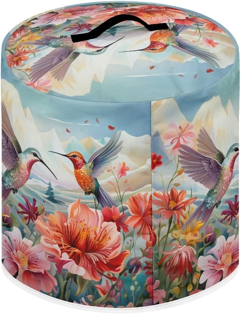 Hummingbird Floral Air Fryer Cover Washable Pressure Cooker Dust Cover for 6 Qt Small Kitchen Appliance Cover with Top Handle Dust Protection Brea...