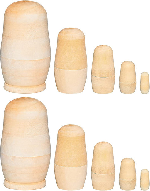 2 Sets Unpainted Nesting Dolls Blank Russian Nesting Dolls Personalize Create Your Own Christmas Russian Doll Wooden Matryoshka DIY Dolls Kit for ...