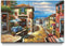 Italian Cityscape Abstract Wall Art Artwork: Mediterranean City Italy Street Towns Picture Painting on Canvas for Paris Cafe Room(12X16)...