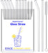 8-Pack Reusable Glass Straw,Size 8.5''x10 MM,Including 4 Straight and 4 Bent with 2 Cleaning Brush- Perfect For Smoothies, Tea, Juice...