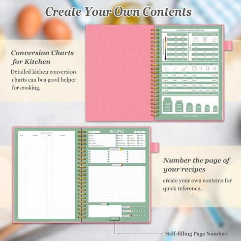 Recipe Book to Write in Your Own Recipes, Sprial Personal Blank Recipe Book, ALLTREE Blank Recipe Notebook with 15 Tabs for Family Cooking Lover, ...