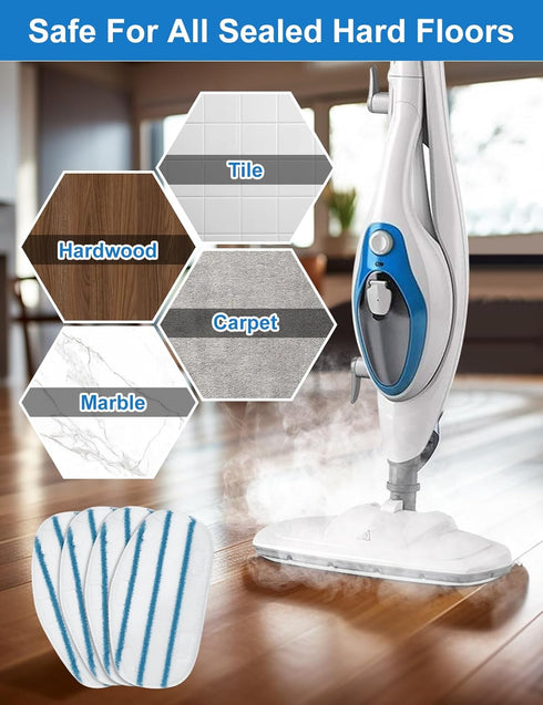 8 Pack Pur Steam Mop Pads Compatible with PurSteam ThermaPro 10-in-1 and 211 Steam Mop Cleaner Microfiber Pur Steam Mop Replacement Pad Washable R...