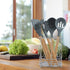 Large Round Kitchen Utensil Holder for Countertop, 7" H x 5.5" W Metal Utensil Crocks Organizer Storage Caddy, Kitchen Cooking Tool Spatula Spoon ...
