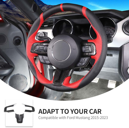 Linskip Steering Wheel Trim Compatible with Ford Mustang 2015 2016 2017 2018 2019 2020 2021 2022 2023, Mustang Steering Wheel Cover, Mustang Inter...