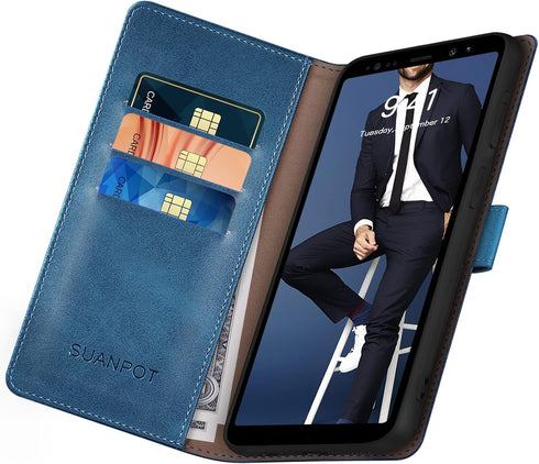 SUANPOT for Samsung Galaxy Note 9 6.4" with RFID Blocking Leather Wallet case Credit Card Holder, Flip Folio Book Phone case Cover Purse Poket for...
