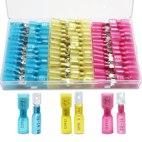 150 PCS Spade Connectors, Heat Shrink Spade Terminals 22-10 AWG, Wire Connectors Male and Female by MENTBERY...