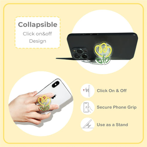 GRIPONG Acrylic Tulip Flower Expandable Collapsible Mobile Phone Grip Stand Holder for Smartphone Tablet Cell Phone Accessory (Violet)...