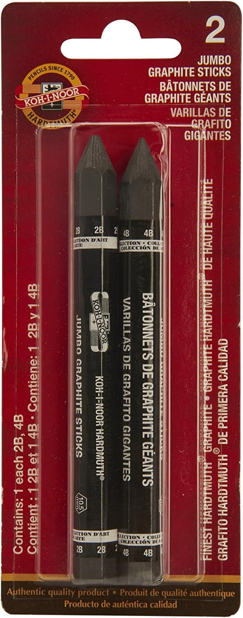 Koh-I-Noor Jumbo Graphite Stick Set, 2B and 4B Degrees, Pack of 2 (FA8971.2BC)...