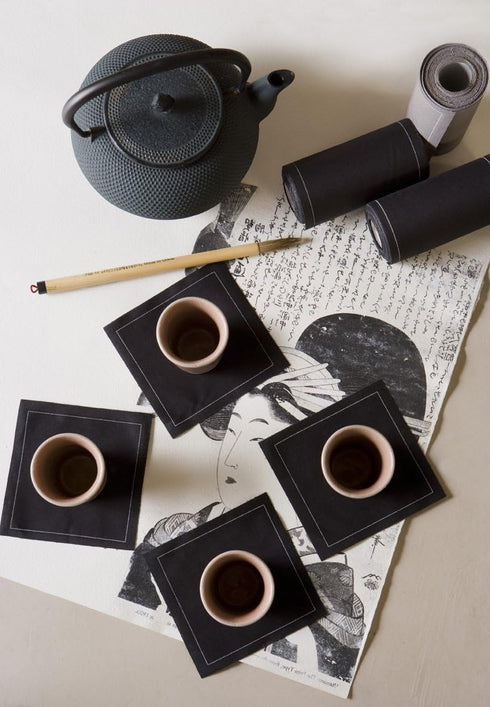 Cotton Cocktail Napkin - 4.3 x 4.3 in - 50 units per roll - Black...