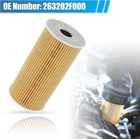 X AUTOHAUX Car Engine Oil Filter Replacement No.263202F000/263202F010/263202F100 for Hyundai Santa Fe DM 2012 Yellow Black...