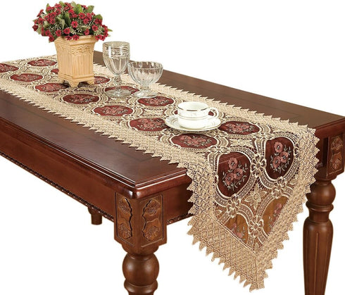 Simhomsen Burgundy Lace Table Runner 16 × 108 Inch Long...