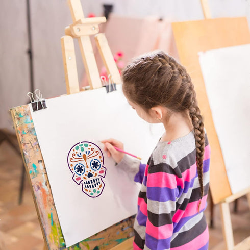 BENECREAT 12PCS Skull Pattern Plastic Drawing Templates, 12x12 Inch Halloween Theme Painting Template Stencil for Scrabooking Card Making, DIY Wal...