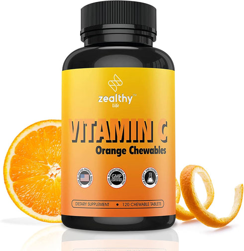Vitamin C 500mg, Orange Vitamin C Chewable, Immune Support Supplement with Antioxidants, Alternative to Immune Support Gummies...
