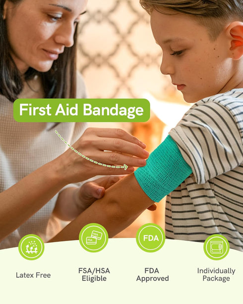FriCARE Self Adhesive Bandage Wrap, Medical Tape in First Aid Kit, Cohesive Bandages for Wounds Sport Vet, 2 Inches X 5 Yards 6 Rolls, Rainbow...