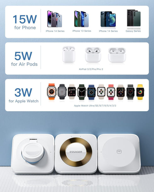 ?????????????? 3 in 1 Wireless Charging Station Magnetic Detachable, Wireless Magnetic Charger for Apple, Compatible with iPhone 15/14/13/12, Airp...