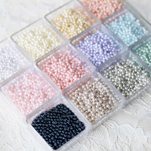 2mm/0.08" Premium Tiny Faux Pearl Beads, Mini Doll Faux Pearl Beads, in 12 Colors, Perfect for Doll Clothes, Craft Supplies, Pack of About 3 Grams...
