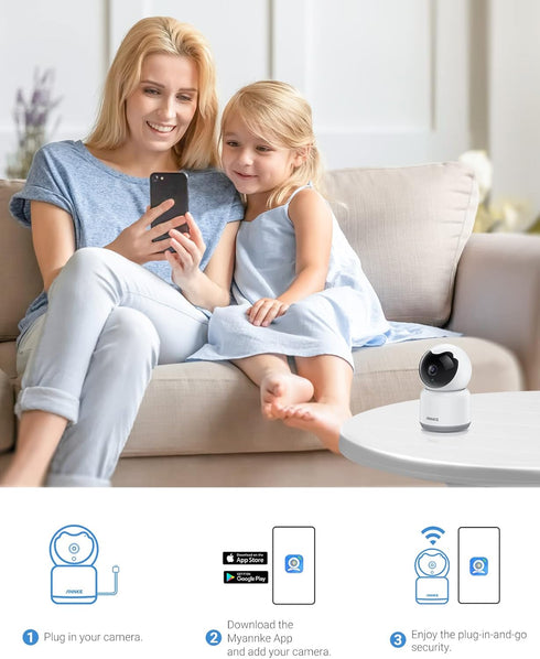 ANNKE Crater 2-2K WiFi Pan Tilt Smart Security Camera, Upgraded 3MP Baby/Pet Monitor, Indoor IP Camera 360-degree with Two-Way Audio, Human Motion...