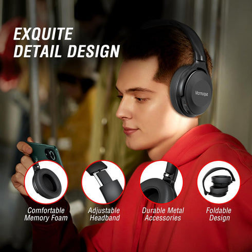 BH005 Over Ear Headphones,Wireless Bluetooth Head phones,HiFi Stereo Deep Bass,Foldable and Retractable Built-in Mic Hands Free Calls,for Iphone,I...