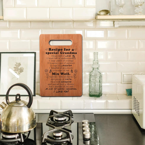 Grandma Gifts from Grandchildren, NaNa Gifts, Grandmother Birthday Gifts, Recipe Cutting Board Gift, 7"x11", Double-Sided Use -051...