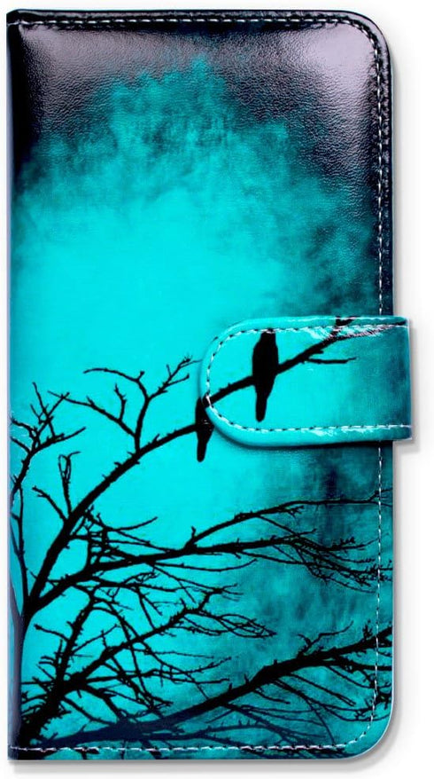 Leather Flip Phone Case Wallet, Motorola Moto G Pure/Power 2022 - Black Bird Pattern, Card Slot, Magnetic Lock, Kickstand...
