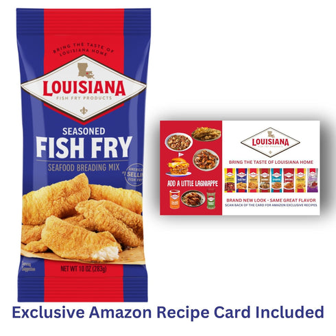 Louisiana Fish Fry Seasoned Crispy Fish Fry Seafood Breading - Season All Your Fish, Shrimp, or Oysters to Perfection (Exclusive Amazon Recipe Car...
