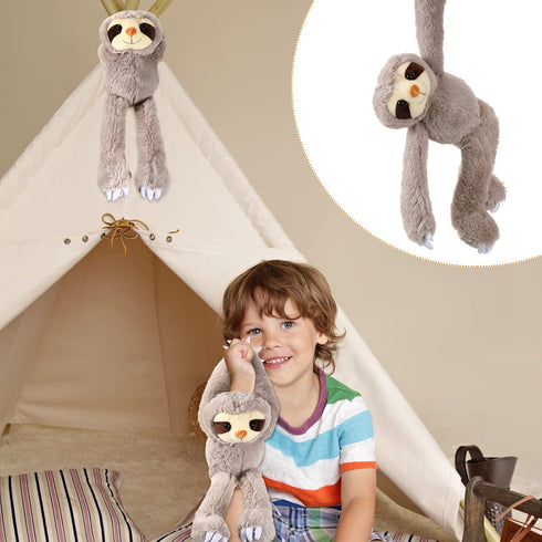 Queekay 2 Packs Sloth Stuffed Animal Hanging 18 Inch Three Toed Sloth Plush Sloth Plush Toy with Hook and Loop Hands for Teens Adults Gifts Decors...
