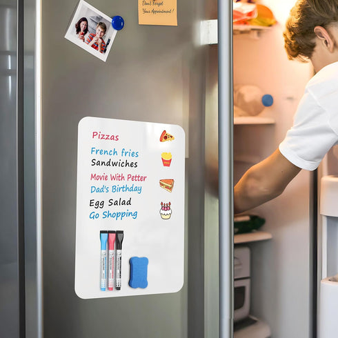 MaxGear 3 Pack Magnetic Whiteboard for Fridge, Small Magnetic Dry Erase Board Fridge Whiteboard for Kitchen, 12"x8" White Board Organizer Planner ...