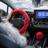 SEG Direct Furry Car Steering Wheel Cover with Fluffy Gear Shift Cover Soft Warm Non-Slip Car Decoration for Women Girls 2 PCS Set, Red...