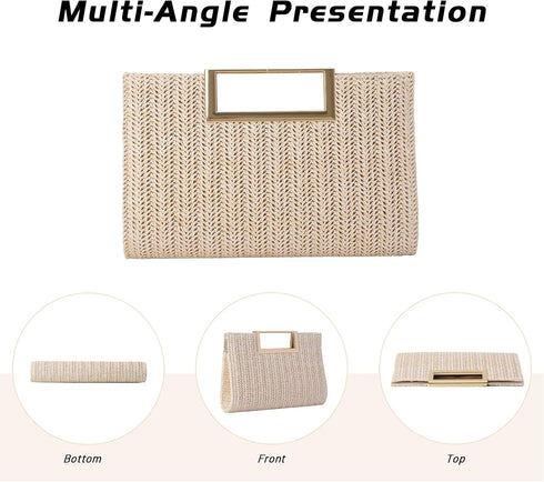 Lanpet Women's Clutch Handbags Convertible Straw Clutch Purse Summer Beach Bag 2024 (Beige)...