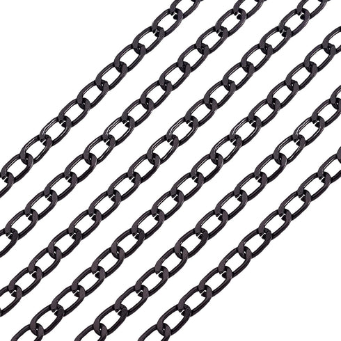Pandahall 16.4 Feet Black Aluminum Curb Chains 7x4x1.2mm Diamond Cut Cuban Link Chains Jewelry Chains Roll for DIY Personalized Bracelet Necklace ...