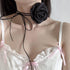 Vintage Black Flower Choker Necklace Big Rose Flower Long Black Velvet Choker Necklaces Goth Collar Choker Camellia Flower Necklace for Women Hall...
