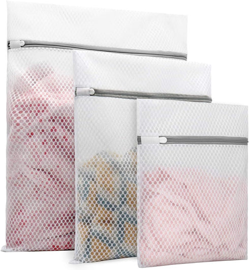 3Pcs Durable Honeycomb Mesh Laundry Bags for Delicates 1 Large 16 x 20 Inches, 1 Medium 12 x 16 Inches, 1 Small 9 x 12 Inches (Honeycomb Mesh)...