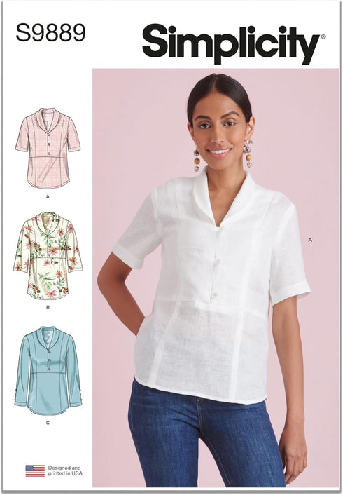 Simplicity Misses' Raised Waist Tops Sewing Pattern Packet, Design Code S9889, Sizes 12-14-16-18-20...