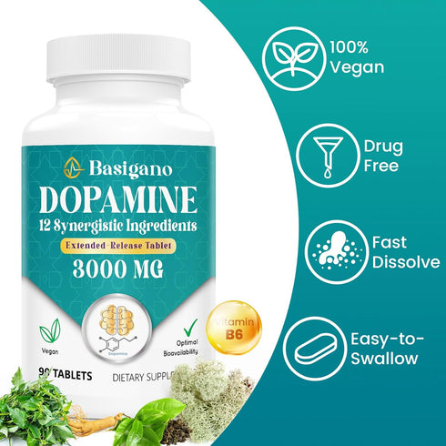Natural Dopamine Supplement - Gluten-Free - 90 Tablets(Pack of 2)...