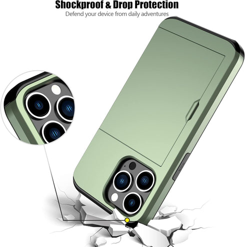 Nvollnoe for iPhone 13 Pro Case with Card Holder Heavy Duty Protective Dual Layer Shockproof Hidden Card Slot Slim Wallet Case for iPhone 13 Pro f...