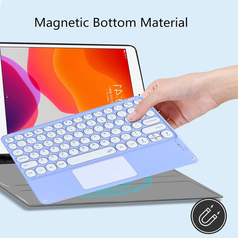 Bluetooth Keyboard, 10-inch Wireless Bluetooth Keyboard with Touchpad for iPad Ultra-Slim Small Portable Rechargeable Keyboard for iPad iPhone Tab...