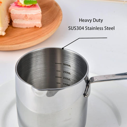 IMEEA Butter Warmer Turkish Coffee Pot Milk Warmer Pot Mini Saucepan with Spout 18/10 Tri-Ply Stainless Steel (10oz/300ml)...