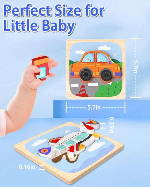 Wooden Puzzles Toddler Toys for 1 2 3 Year Old Boy Girl Gifts, Montessori Preschool Educational Learning Toys for 1 2 Year Olds as Christmas Birth...